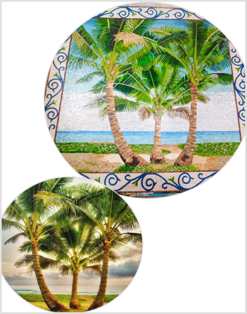 Mosaic Wall Art - Palm Trees on the Beach - Handmade Mosaic Tile Art - Image 3