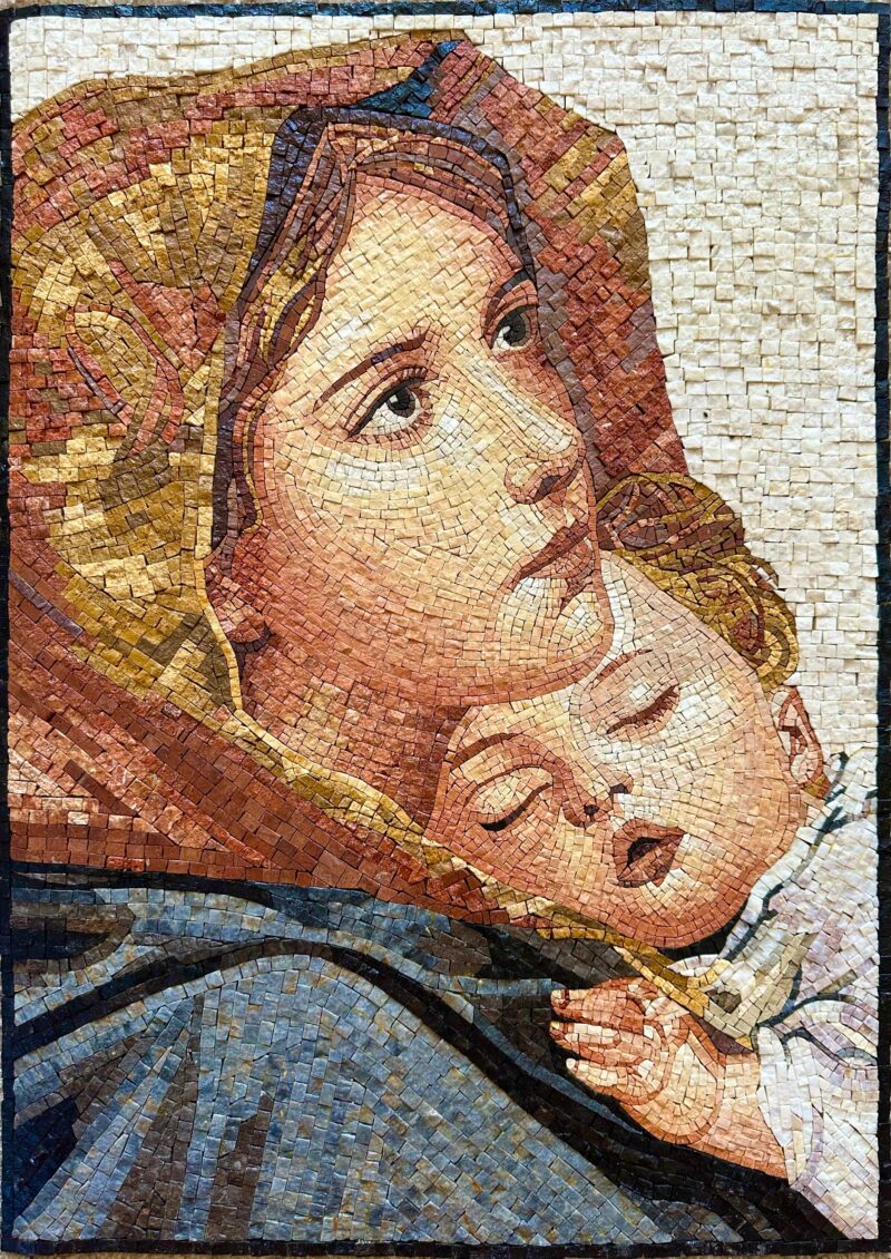 Mosaic Artwork - Mother and Child - Wall Decoration - Handmade from Natural Stone & Marble - Unconditional Love - Mosaic Tile Art - Decor