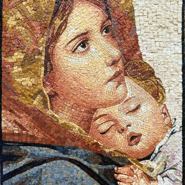 Mosaic Artwork - Mother and Child - Wall Decoration - Handmade from Natural Stone & Marble - Unconditional Love - Mosaic Tile Art - Decor