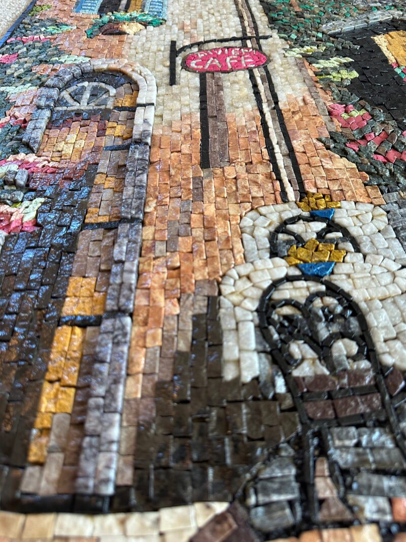 MOSAIC TILE ART - European Sidewalk Cafe (3D Elements) - Marble/Natural Stone Art - Handmade Mosaic Art - Unique Design - Living Room Decor - Image 4