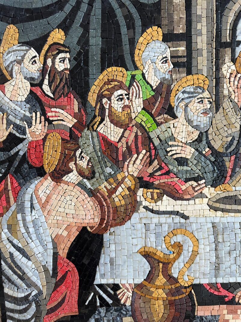 Colorful Last Supper Mosaic – Handmade Vibrant Stone Christian Wall Art – Marble Tile Religious Decor – Faith-Inspired Artwork for Home - Image 2