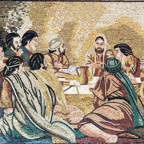 LAST SUPPER - Religious Mosaic Wall Art - Middle Eastern Version - Natural Stone Mural - Handmade Art - Unique Design - Mosaic Tile Art