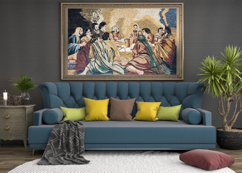LAST SUPPER - Religious Mosaic Wall Art - Middle Eastern Version - Natural Stone Mural - Handmade Art - Unique Design - Mosaic Tile Art - Image 2