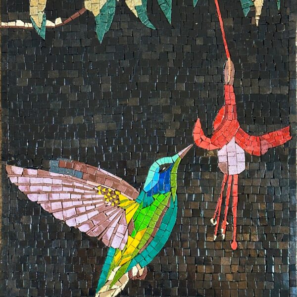 Mosaic Wall Art - Colorful Hummingbird - Marble & Natural Stone - Elegant Home Decoration - Interior Design - Mosaic Tiles - Indoor/Outdoor