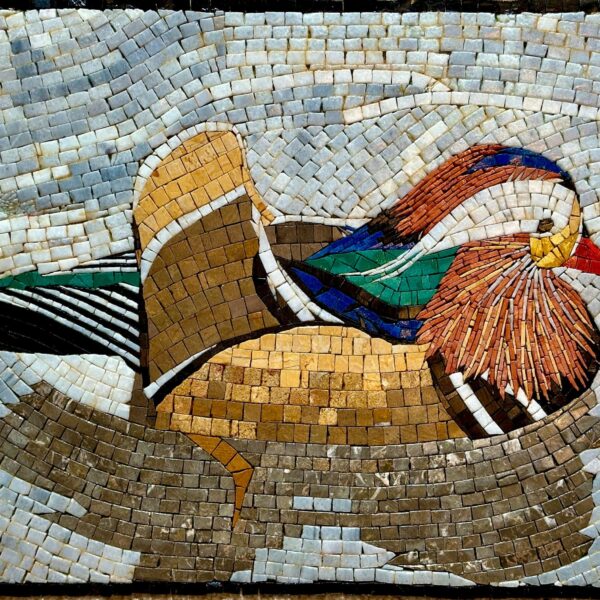 Mosaic Artpiece - Handcrafted Wall Art with Natural Stone & Marble - Mandarin Duck - Kitchen Decoration - Patio Accent -Suitable for Outdoor