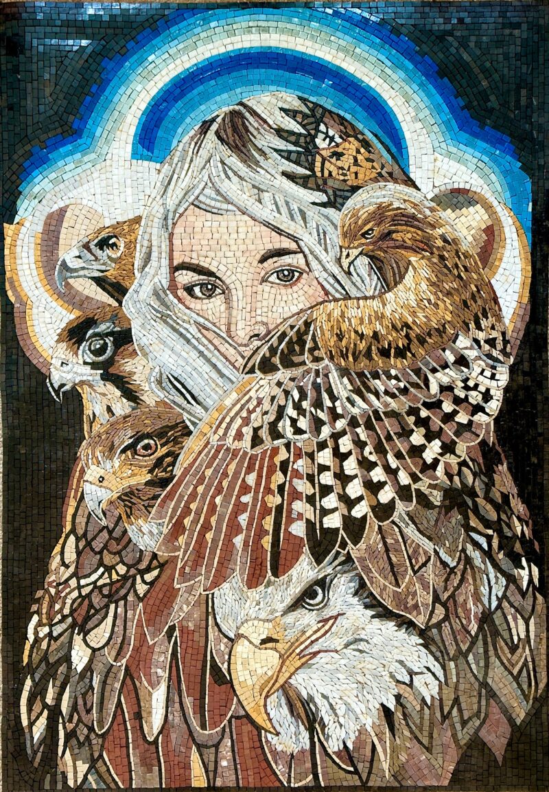 MOSAIC ARTWORK - Spirit of the West - Handmade Wall Art - Natural Stone Mural - Mosaic Tiles - Detailed Work - Unique Home Decoration