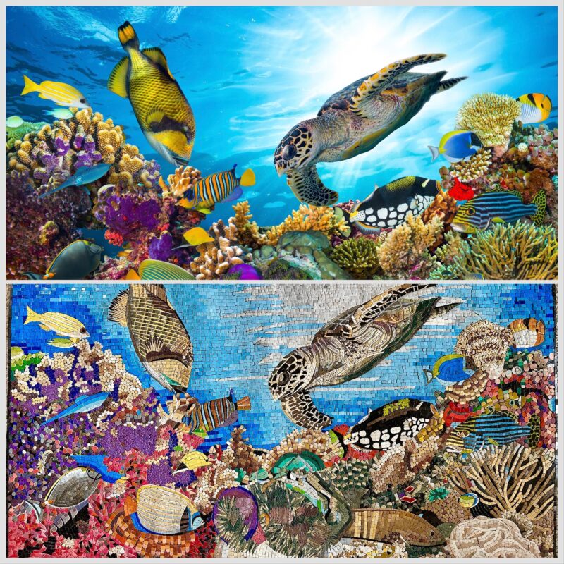 Underwater World - Handmade Mosaic Wall Art. Natural Stone Mural - Image 2