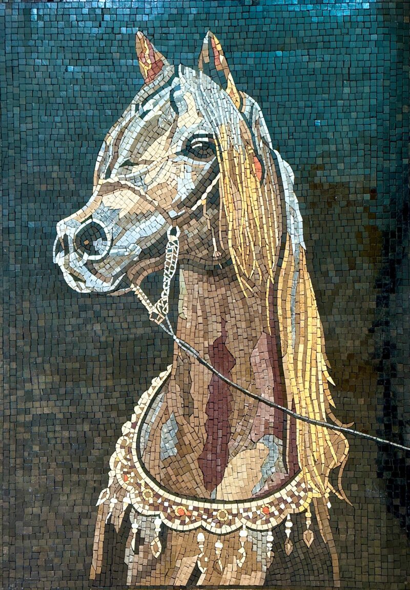 MOSAIC WALL ART - Majestic Horse - Natural Stone & Marble - Tasteful Home Decoration - Interior Design - Mosaic Tiles for Living Room