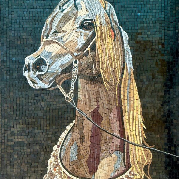 MOSAIC WALL ART - Majestic Horse - Natural Stone & Marble - Tasteful Home Decoration - Interior Design - Mosaic Tiles for Living Room