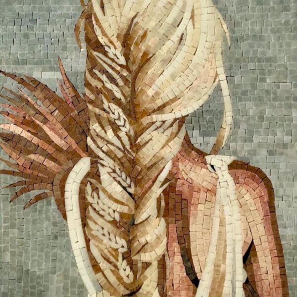 MOSAIC ART PIECE - Beautiful Living Room Decoration - Interior Design - Blond Wheat Braid - Natural Stone Mosaic Tile Art - Handmade