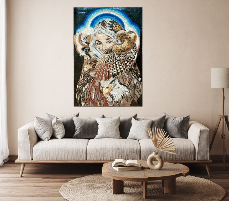 MOSAIC ARTWORK - Spirit of the West - Handmade Wall Art - Natural Stone Mural - Mosaic Tiles - Detailed Work - Unique Home Decoration - Image 3