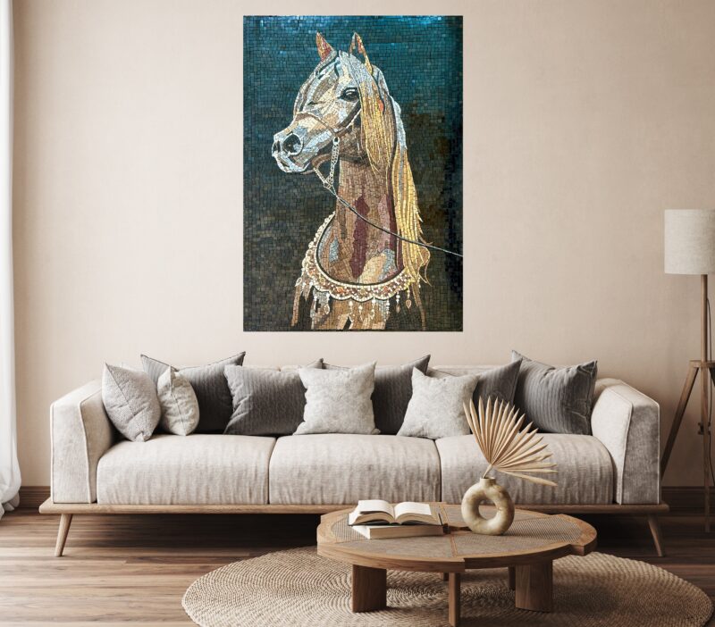 MOSAIC WALL ART - Majestic Horse - Natural Stone & Marble - Tasteful Home Decoration - Interior Design - Mosaic Tiles for Living Room - Image 3