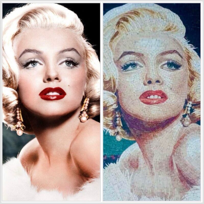 MARILYN MONROE - Mosaic Artwork - Marble & Natural Stone - Handmade Wall Hangings - Unique Mosaic Tile Art - Adjustable Size - Image 2