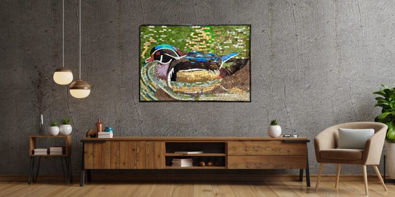 Wood Duck - Handmade Mosaic Wall Art - Natural Stone & Marble Mural - Kitchen Backsplash - Home Decoration - Patio Accent - Indoor Wall Art - Image 3