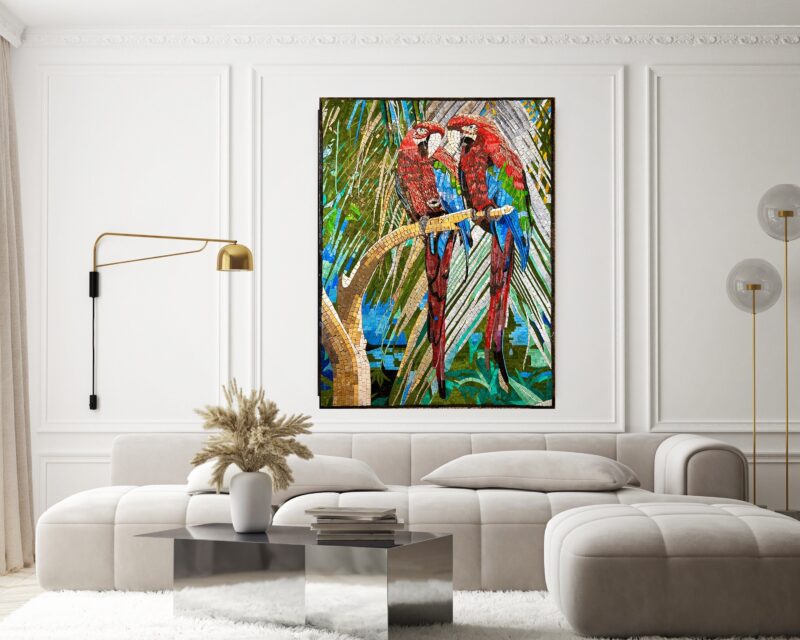 Macaw Parrots - Handmade Mosaic Wall Art - Natural Stone & Marble - Mosaic Tile Art - Colorful Artwork - Vibrant Colors - Home Decoration - Image 2