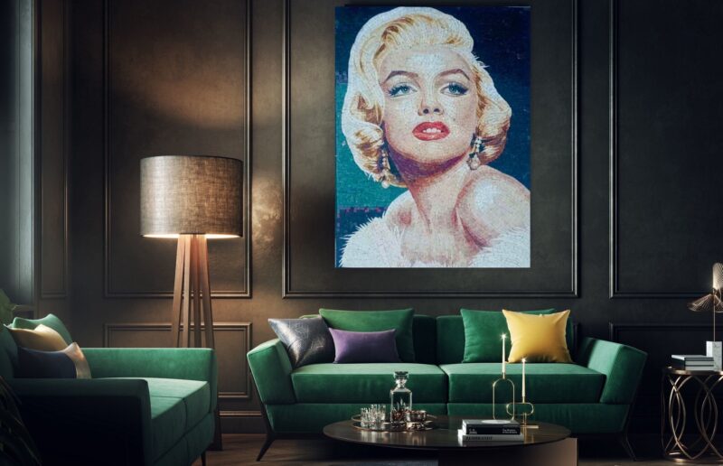 MARILYN MONROE - Mosaic Artwork - Marble & Natural Stone - Handmade Wall Hangings - Unique Mosaic Tile Art - Adjustable Size - Image 3
