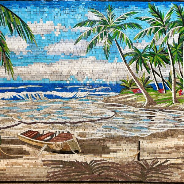 MOST POPULAR Mosaic Wall Art - Tropical Beach - Handmade Natural Stone Mural - Vibrant Colors - Elegant Home Decoration - Custom Sizes