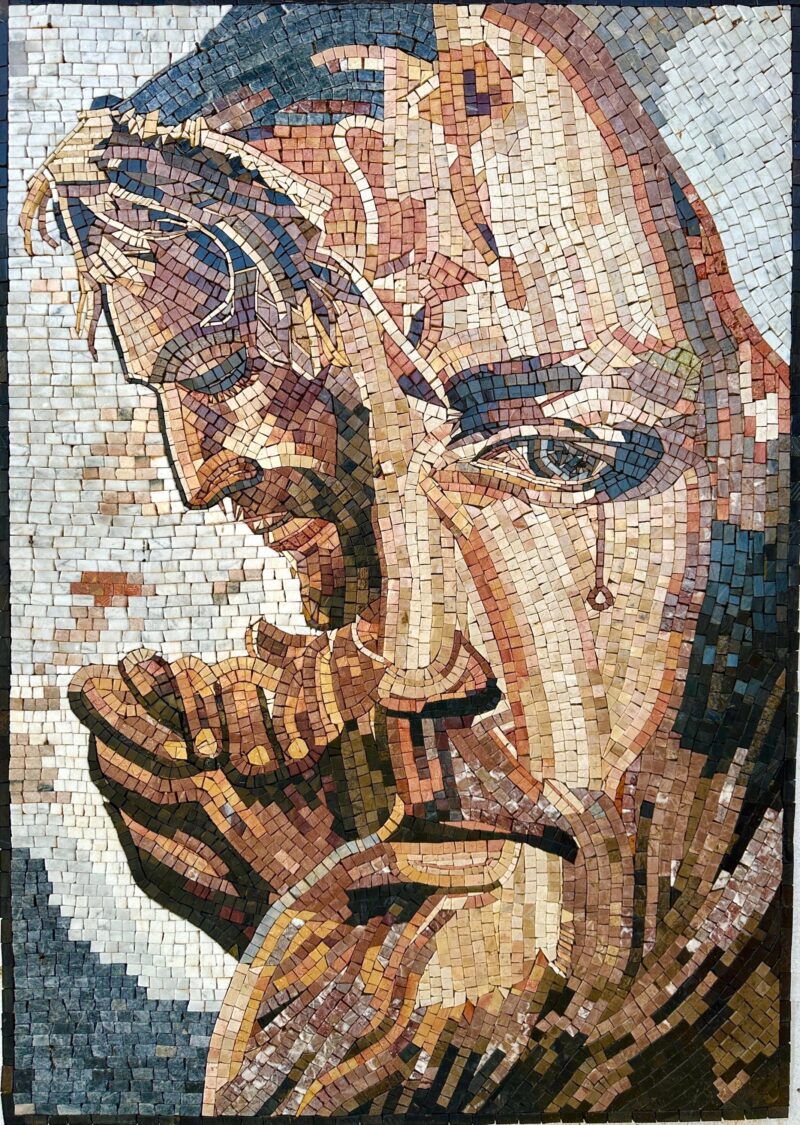 RELIGIOUS MOSAIC - Jesus Praying - Handmade Wall Art - Natural Stone - Christian Art - Custom Size - Mosaic Tile Art - Creative Design