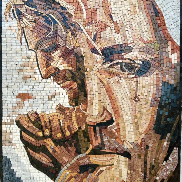 RELIGIOUS MOSAIC - Jesus Praying - Handmade Wall Art - Natural Stone - Christian Art - Custom Size - Mosaic Tile Art - Creative Design