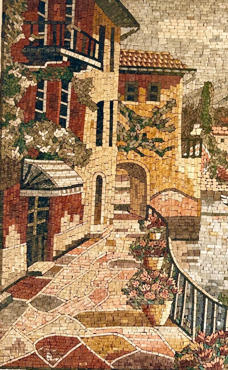 Cozy European Village - Handmade Mosaic Art - Marble and Stone - Wall Decoration - Custom Sizes - Image 3