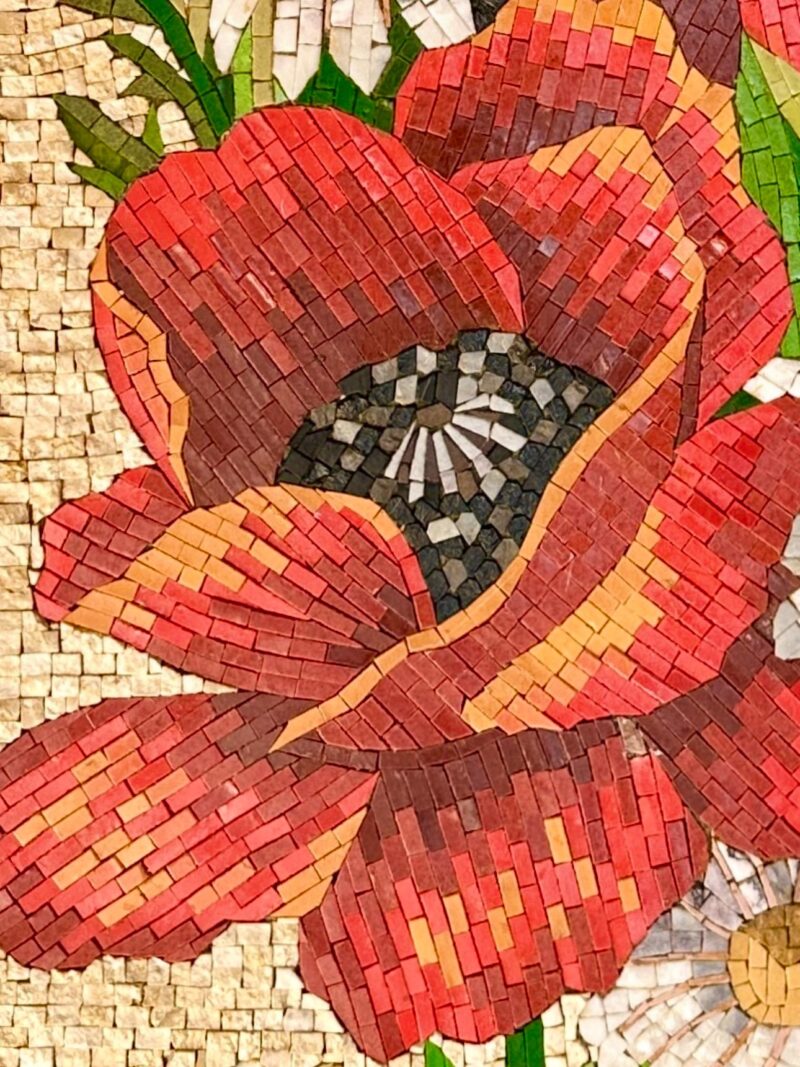 MAGNIFICENT MOSAIC ART - Poppy Flowers- Natural Stone Mural - Custom Size - Elegant Wall Decor - Vibrant Colors - Mosaic Tile Art - Marble - Image 5