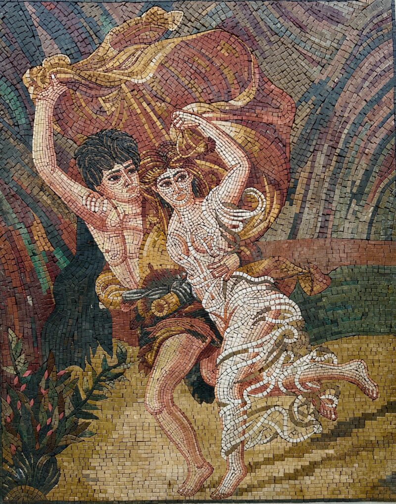 The Storm Reproduction - Mosaic Tile Art - Natural Stone & Marble - Elegant Home Decor - Handmade Wall Art - Custom Size - Indoor/Outdoor