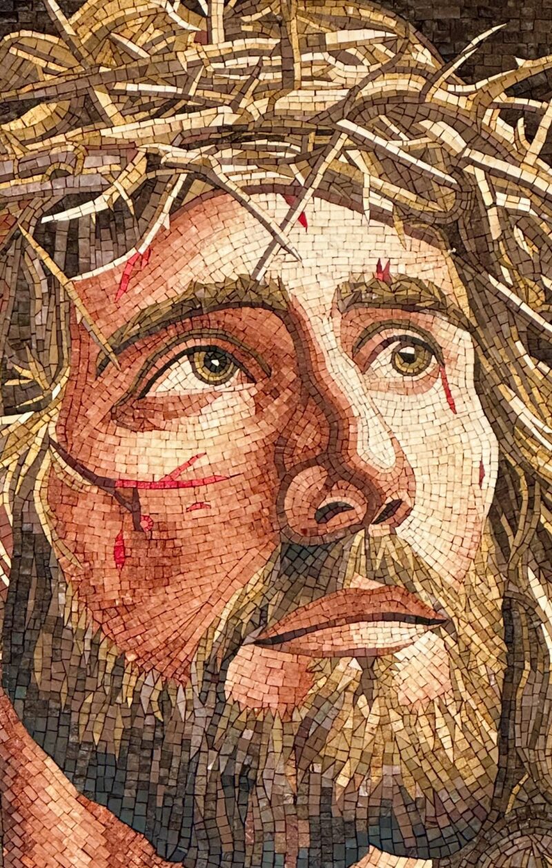 Jesus Christ Mosaic - Religious Handmade Wall Art - Natural Stone - Home Decoration - Elaborate Detail - Custom Size - Image 2