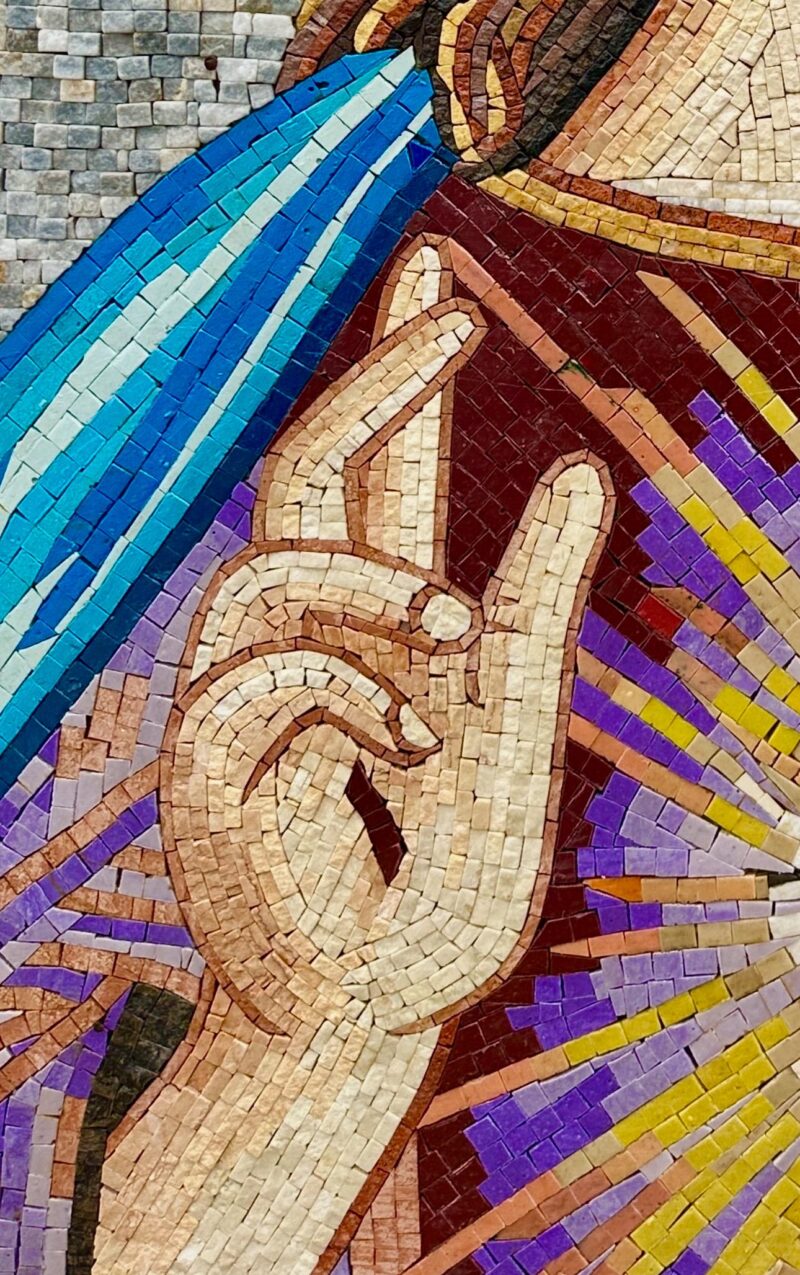 Jesus With Glowing Heart - Religious Handmade Mosaic - Wall Art and Home Decoration - Vibrant Colors - Custom Size - Mosaic Tile Art - Image 3