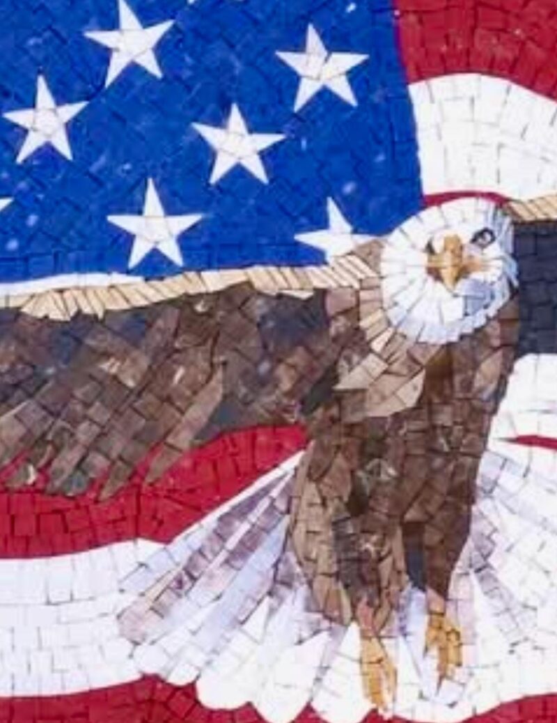 American Flag and Bald Eagle - Handmade Mosaic Wall Art - Natural Stone Tiles - Home Decoration - Custom Size - Image 4