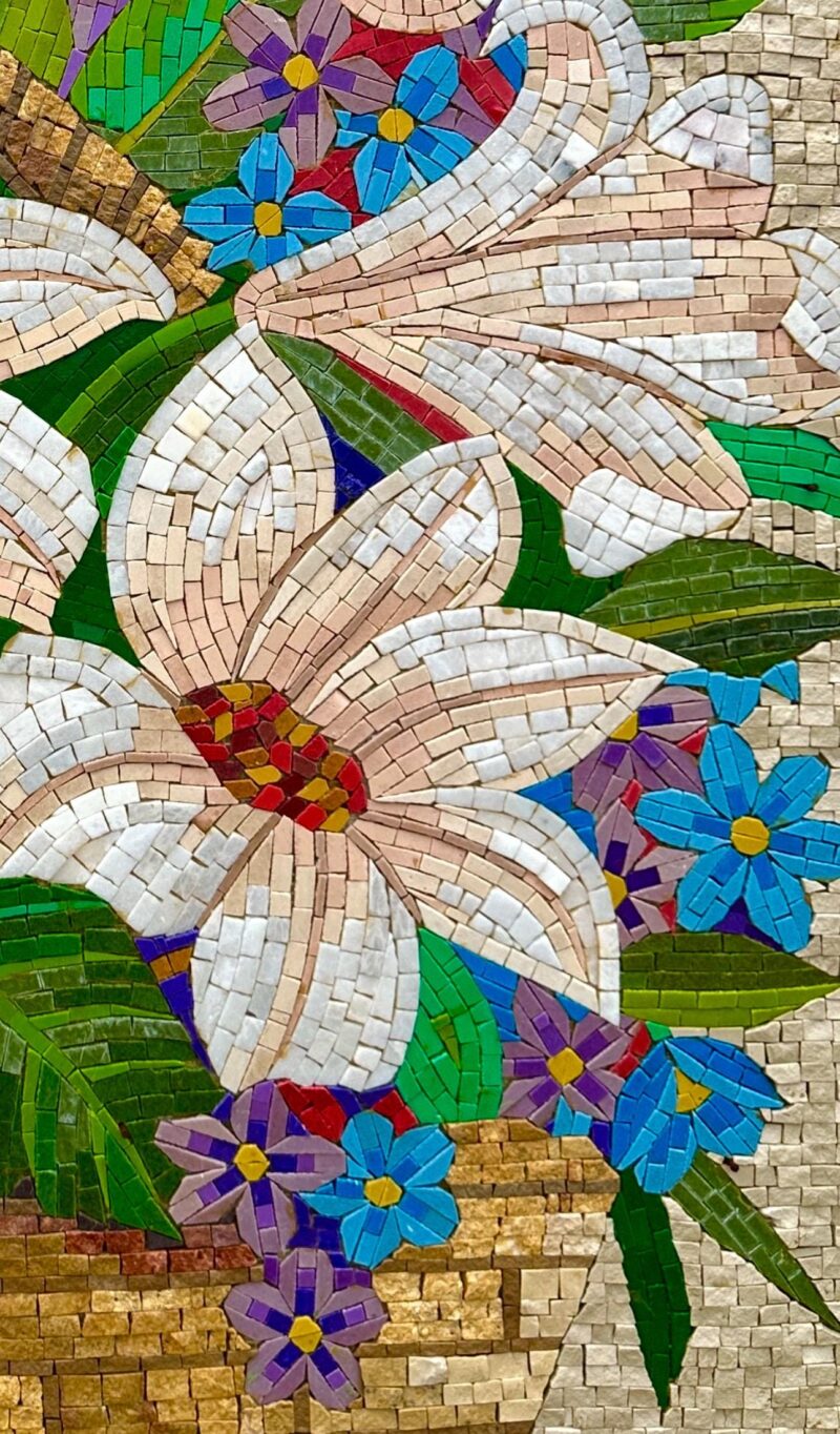 FLOWER BASKET with Butterfly - Handmade Mosaic Art - Living Room Wall Art - Colorful Decoration - Customizable - Interior Decor -Mosaic Tile - Image 2