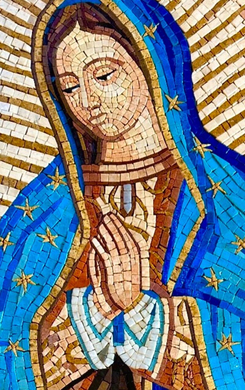 Our Lady of Guadalupe - Religious Mosaic Art - Handmade Wall Art - Virgin of Guadalupe - Marble and Stone Tiles - Home Decor - Mosaic Tile - Image 2