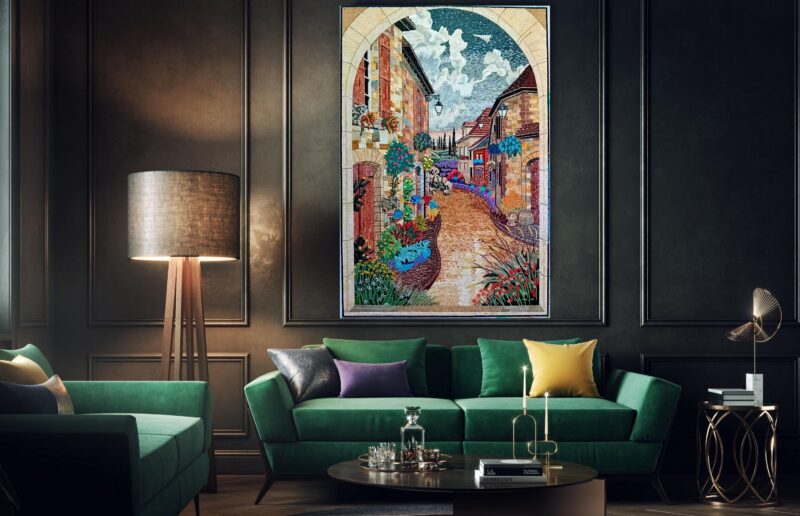 Mosaic Art - Outside My Window - Home Decoration - Spring and Summer Vibes -  Stone Mosaic Tiles - Customized - Vibrant Colors - Marble - Image 2