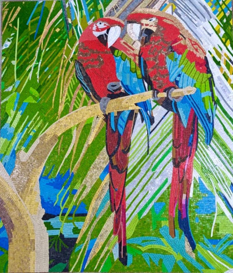 Macaw Parrots - Handmade Mosaic Wall Art - Natural Stone & Marble - Mosaic Tile Art - Colorful Artwork - Vibrant Colors - Home Decoration - Image 3