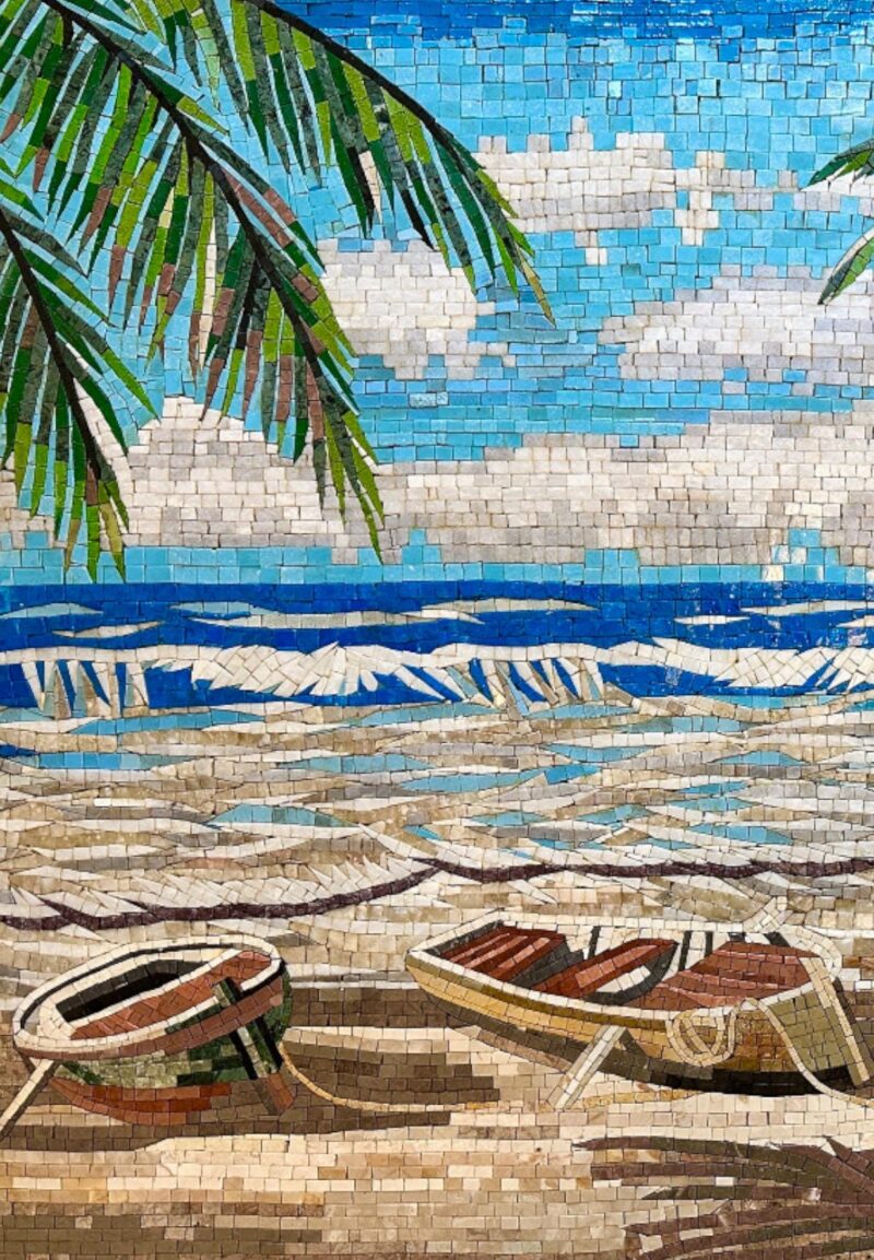 MOST POPULAR Mosaic Wall Art - Tropical Beach - Handmade Natural Stone Mural - Vibrant Colors - Elegant Home Decoration - Custom Sizes - Image 5