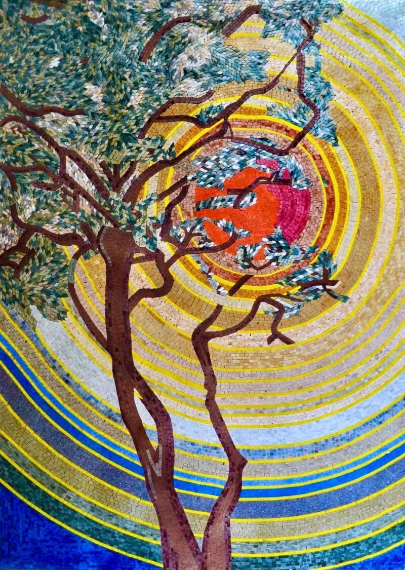 Handmade Mosaic Art - Summer Sun - Natural Stone - Home Decoration