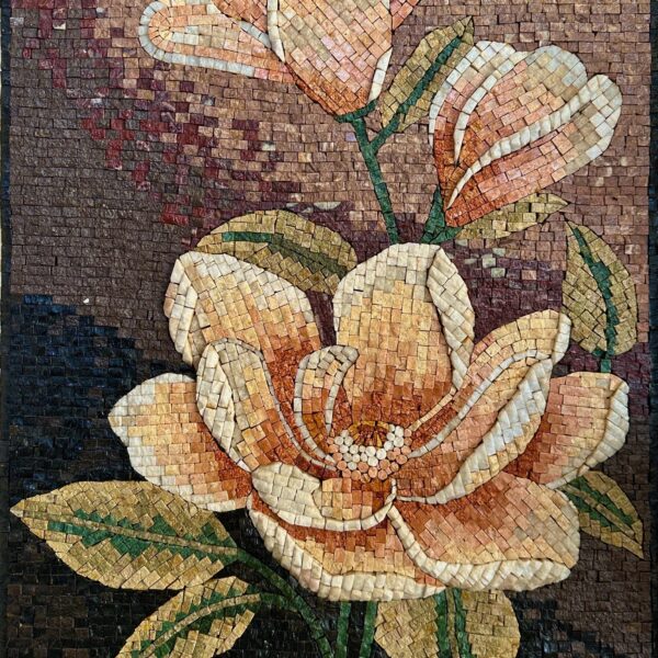 Elegant Flower - Handmade Mosaic Wall Art - Natural Stone - Can be Customized to any Size