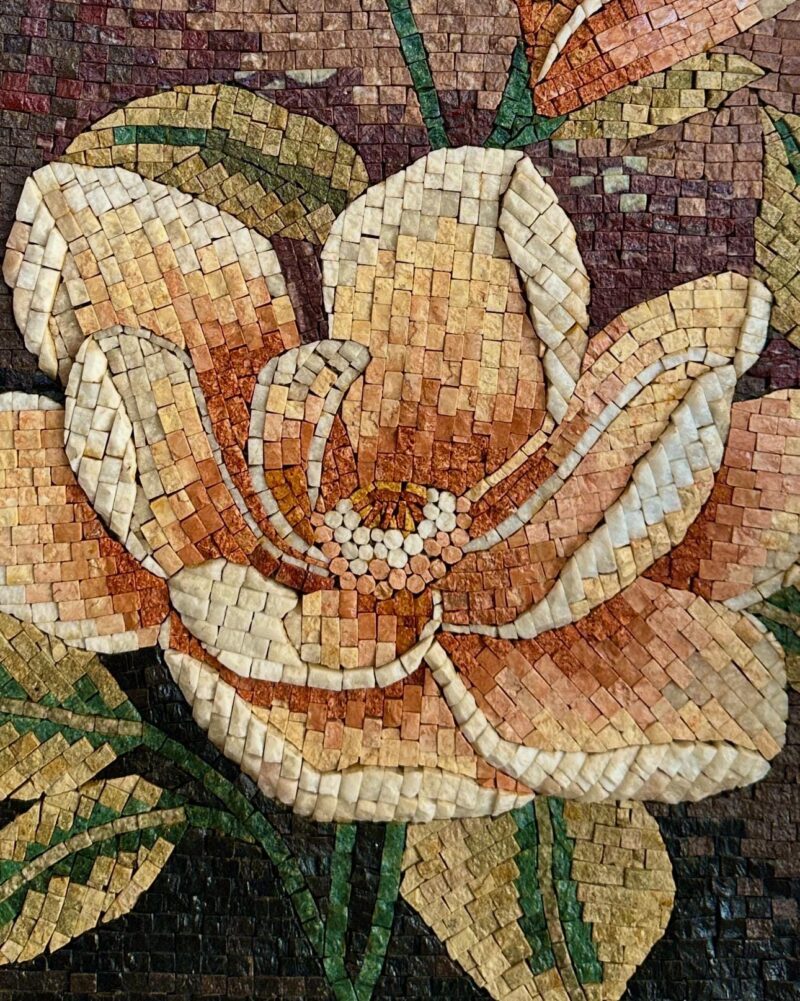 Floral Mosaic Wall Art - Flower Decoration - Natural Stone - Indoor/Outdoor - Living Room or Garden - Can be Customized to Any Size - Image 3