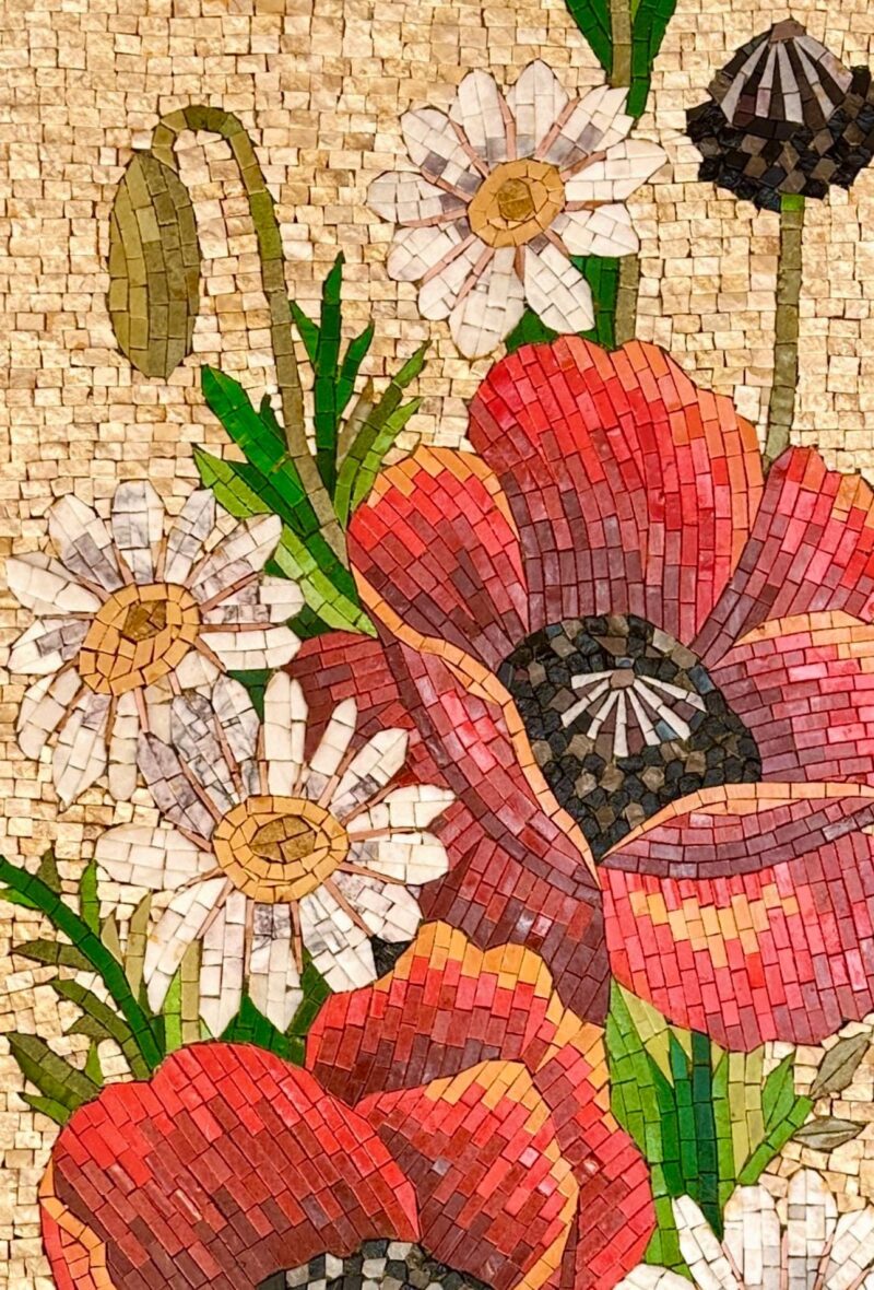 MAGNIFICENT MOSAIC ART - Poppy Flowers- Natural Stone Mural - Custom Size - Elegant Wall Decor - Vibrant Colors - Mosaic Tile Art - Marble - Image 7
