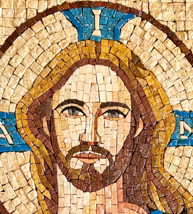 JESUS CHRIST ICXC - Handmade Religious Mosaic Art - Natural Stone and Marble - Christian Wall Art - Custom Size - Living Room Decoration - Image 2
