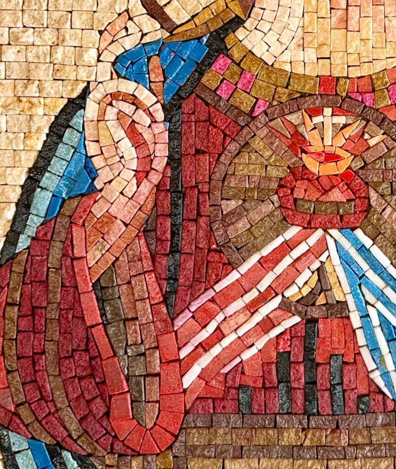 JESUS CHRIST ICXC - Handmade Religious Mosaic Art - Natural Stone and Marble - Christian Wall Art - Custom Size - Living Room Decoration - Image 3