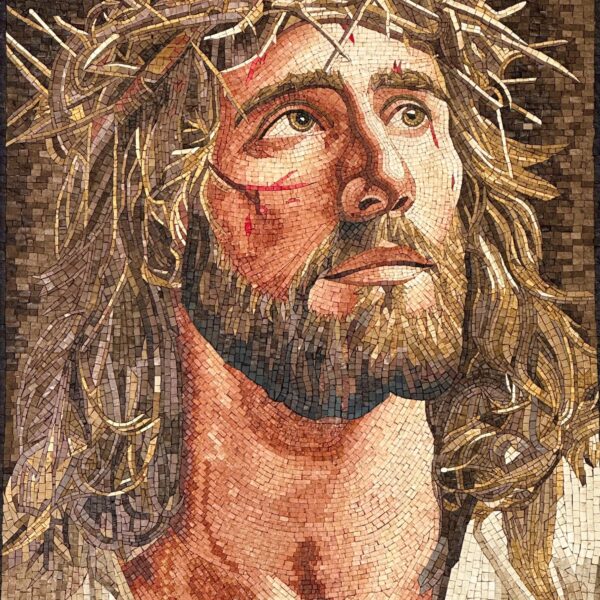 Jesus Christ Mosaic - Religious Handmade Wall Art - Natural Stone - Home Decoration - Elaborate Detail - Custom Size