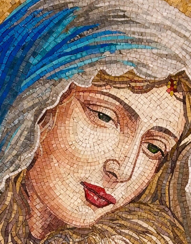 Religious Handmade Mosaic Art - Jesus and Virgin Mary - Natural Stone - Home Decoration - Unique Icon - Custom Size - Mosaic Tile Art - Image 3