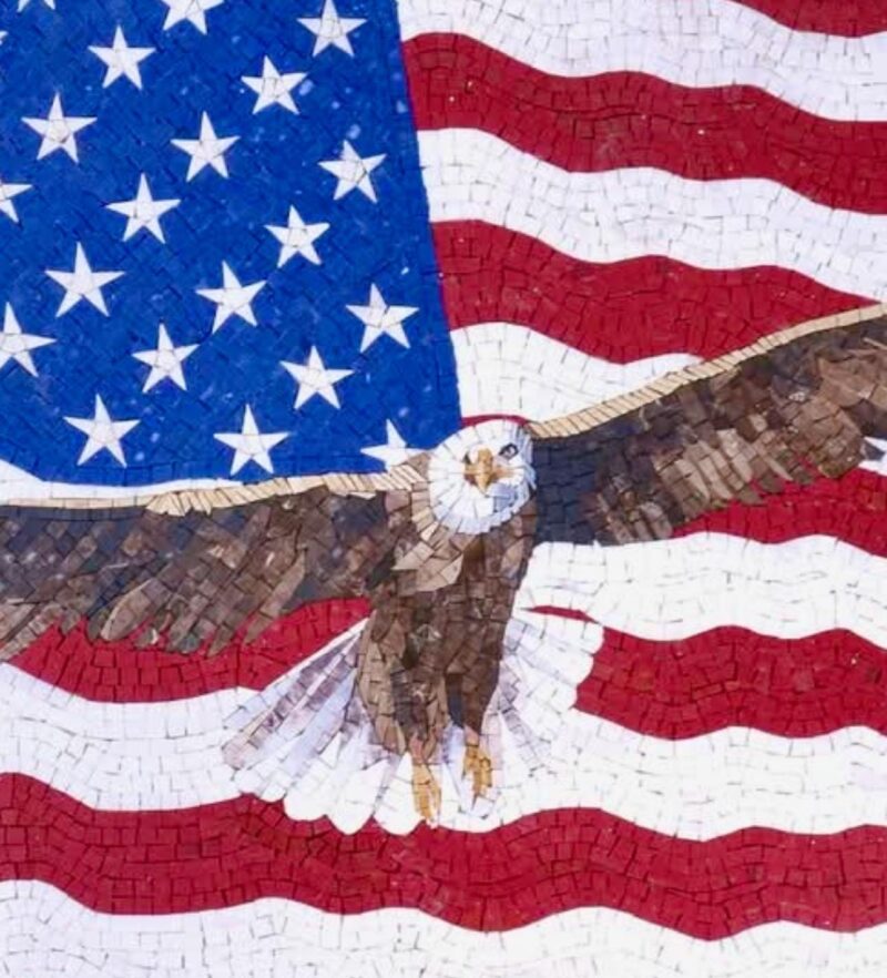 American Flag and Bald Eagle - Handmade Mosaic Wall Art - Natural Stone Tiles - Home Decoration - Custom Size - Image 3