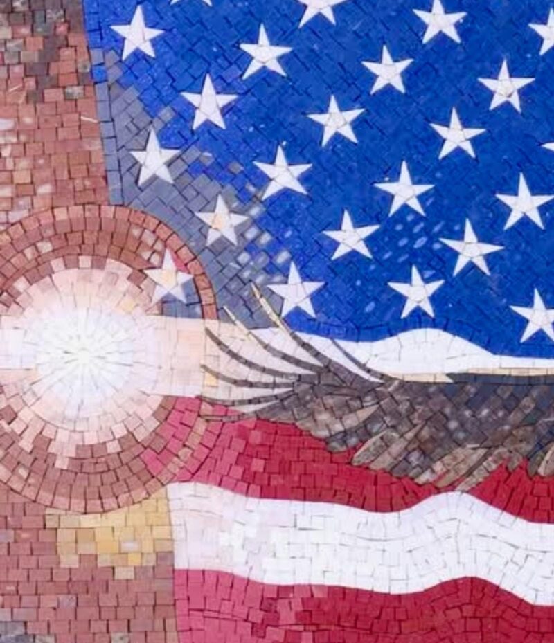 American Flag and Bald Eagle - Handmade Mosaic Wall Art - Natural Stone Tiles - Home Decoration - Custom Size - Image 2