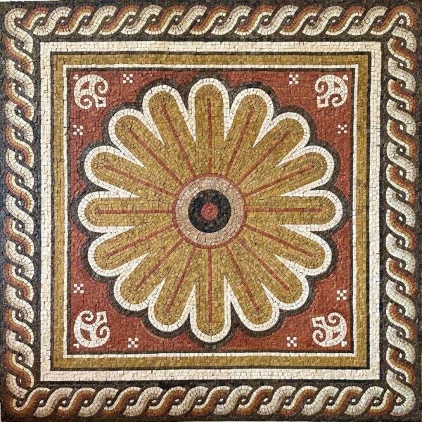 MOSAIC ARTWORK | Sun Medallion | Natural Stone | Mosaic Tiles | Home Decoration | Stone Mosaic Accent | Custom Size | Entry Hall Decoration