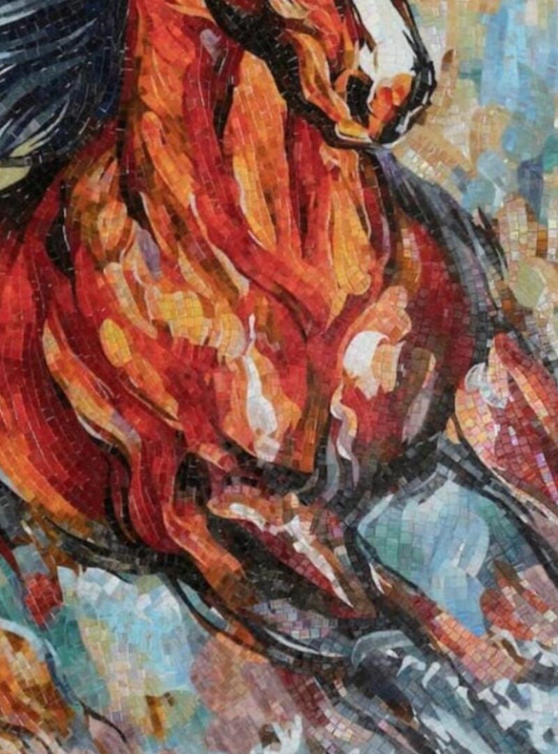 MOSAIC TILE ARTWORK - Wild Brown Horse - Natural Stone Mural - Indoor/Outdoor - Living Room Decor - Garden Decoration - Handmade Mosaic Art - Image 5