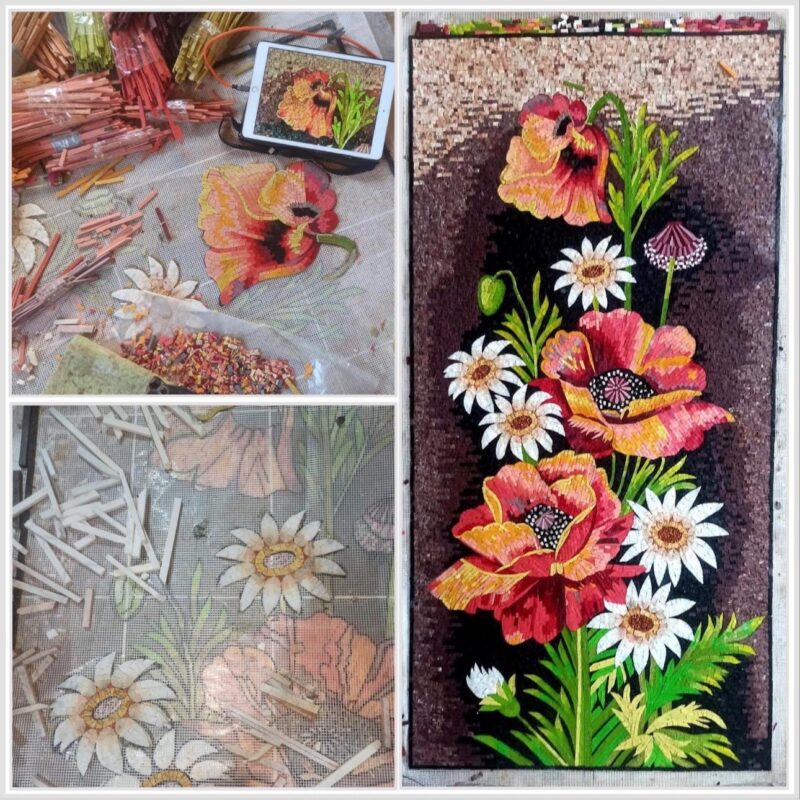 Handmade Mosaic Wall Art - Lion & Lioness - Natural Stone Mural - Mosaic Tiles - Living Room Decoration - Garden and Patio Accent - Image 3