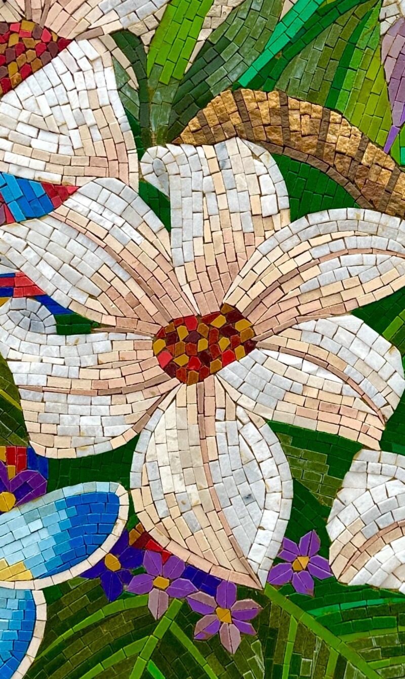 FLOWER BASKET with Butterfly - Handmade Mosaic Art - Living Room Wall Art - Colorful Decoration - Customizable - Interior Decor -Mosaic Tile - Image 3