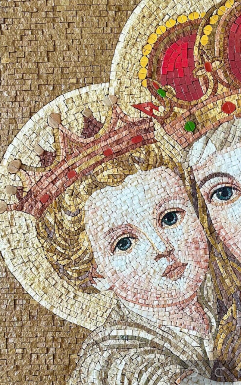 VIRGIN MARY & JESUS - Religious Wall Art - Natural Stone Mosaic - Handmade Mosaic Tile Art - Christian Icon - Any Size - Interior Design - Image 5