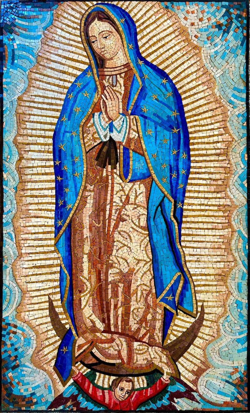 Our Lady of Guadalupe - Religious Mosaic Art - Handmade Wall Art - Virgin of Guadalupe - Marble and Stone Tiles - Home Decor - Mosaic Tile